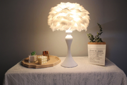 Feather LED Table Lamp White Metal Base - thumbnail 6