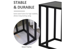 HOMCOM Contemporary Black & White Bedside Table - Compact Modern Nightstand, Durable Wood Effect, Space-Saving Bedroom Furniture - thumbnail 8