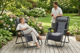 Set Of 2 Xxl Padded Zero Gravity Recliner Chairs - Steel Frame, Weather-Resistant, Foldable Outdoor Loungers - thumbnail 3