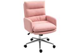 Ergonomic Sherpa Fleece Swivel Office Chair - Adjustable Height, Plush Pink, Modern Home Desk Seating