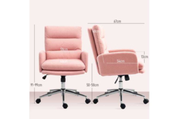 Ergonomic Sherpa Fleece Swivel Office Chair - Adjustable Height, Plush Pink, Modern Home Desk Seating - thumbnail 7