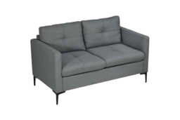 Modern Fabric 2-Seater Sofa with Steel Legs - Dark Grey Loveseat, Compact 133cm - thumbnail 5