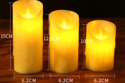 Set of 3 LED 3D Wick Flameless Candles - Battery Operated Decorative Home Lighting, Ivory & Crystal, Multiple Sizes - thumbnail 4