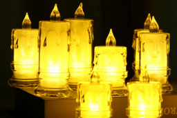 Set of 3 LED 3D Wick Flameless Candles - Battery Operated Decorative Home Lighting, Ivory & Crystal, Multiple Sizes - thumbnail 3