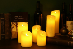 Set of 3 LED 3D Wick Flameless Candles - Battery Operated Decorative Home Lighting, Ivory & Crystal, Multiple Sizes - thumbnail 6