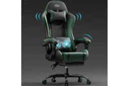 EcoFurnix Ergonomic Office Chair with Massage, Adjustable Footrest & Metal Frame - Scandi Style, Green/Black - thumbnail 6
