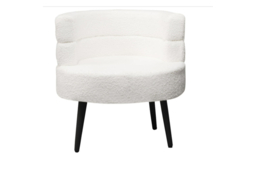 White Boucle Sherpa Fabric Armchair - Modern Compact Accent Sofa Chair with Solid Wood Legs - thumbnail 7