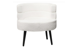 White Boucle Sherpa Fabric Armchair - Modern Compact Accent Sofa Chair with Solid Wood Legs - thumbnail 3