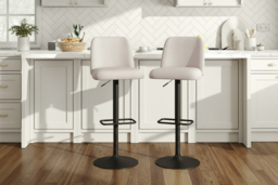 Minimalist Adjustable Swivel Counter Bar Stools, Set of 2 with Cushions - thumbnail 6