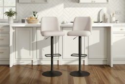 Minimalist Adjustable Swivel Counter Bar Stools, Set of 2 with Cushions - thumbnail 2