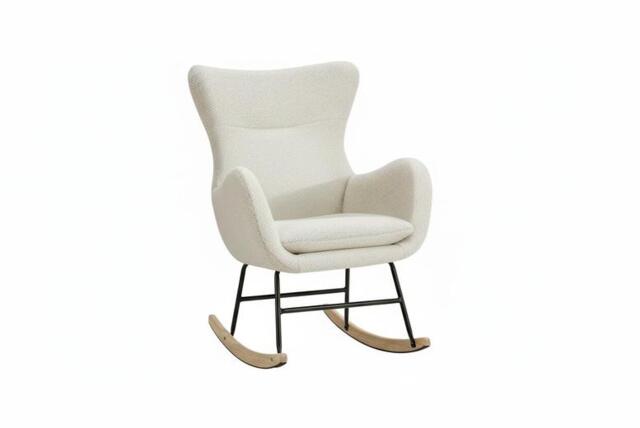 Sherpa-Upholstered Accent Rocking Chair - Comfy, High Backrest & Armrests - image 1