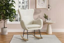 Sherpa-Upholstered Accent Rocking Chair - Comfy, High Backrest & Armrests - thumbnail 3