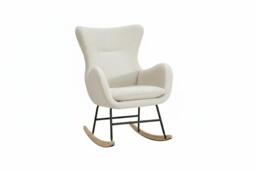 Sherpa-Upholstered Accent Rocking Chair - Comfy, High Backrest & Armrests - thumbnail 1