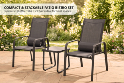 3-Piece Patio Bistro Set with Stackable Chairs - thumbnail 8