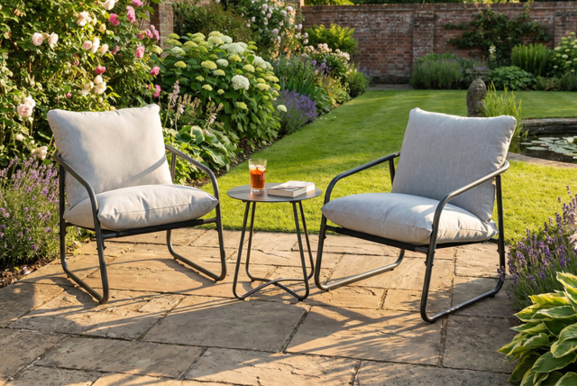 3 Piece Metal Garden Bistro Set with Table - image 1