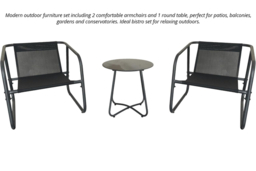 3 Piece Metal Garden Bistro Set with Table - thumbnail 8