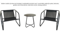 3 Piece Metal Garden Bistro Set with Table - thumbnail 4