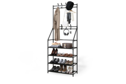 Modular Metal Shoe Rack & Coat Stand - Stackable Entryway Storage, Marble-Effect Shelves, 4 or 5 Tier - thumbnail 5