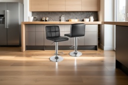Faux Leather Adjustable Cube Bar Stools - Set of 2, Chrome Base, Black/White/Grey - thumbnail 2