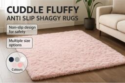 Cuddle Fluffy Anti-Slip Shaggy Rug - Plush Long Pile, Modern Style, Multiple Sizes & Colours - thumbnail 2