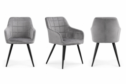 Velvet Dining Chair with Metal Legs and Square-Stitched Detailing - thumbnail 5