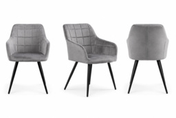 Velvet Dining Chair with Metal Legs and Square-Stitched Detailing