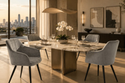 Velvet Dining Chair with Metal Legs and Square-Stitched Detailing - thumbnail 2