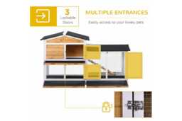 2-Tier Rabbit Hutch & Guinea Pig Cage - Easy Clean, Secure Outdoor Wooden Home (157.4×53×93.5cm) - thumbnail 3