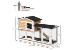 2-Tier Rabbit Hutch & Guinea Pig Cage - Easy Clean, Secure Outdoor Wooden Home (157.4×53×93.5cm)