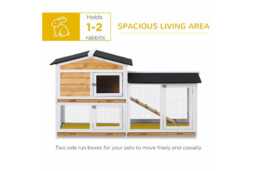 2-Tier Rabbit Hutch & Guinea Pig Cage - Easy Clean, Secure Outdoor Wooden Home (157.4×53×93.5cm) - thumbnail 4