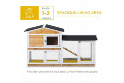 2-Tier Rabbit Hutch & Guinea Pig Cage - Easy Clean, Secure Outdoor Wooden Home (157.4×53×93.5cm) - thumbnail 8