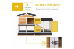 2-Tier Rabbit Hutch & Guinea Pig Cage - Easy Clean, Secure Outdoor Wooden Home (157.4×53×93.5cm) - thumbnail 7