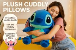 Stitch  Plush Cuddly Pillows - Soft Plush, Supportive PP Cotton, Unisex, 4 Sizes, Blue or Pink - thumbnail 2