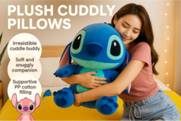 Stitch  Plush Cuddly Pillows - Soft Plush, Supportive PP Cotton, Unisex, 4 Sizes, Blue or Pink - thumbnail 6