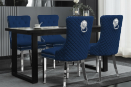 PRICE DROP! Luxury Velvet Dining Chair With Chrome Knocker & Padded Comfort - thumbnail 6
