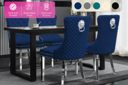 PRICE DROP! Luxury Velvet Dining Chair With Chrome Knocker & Padded Comfort - thumbnail 6