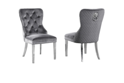 PRICE DROP! Luxury Velvet Dining Chair With Chrome Knocker & Padded Comfort - thumbnail 5