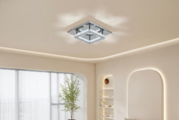 Square Crystal Ceiling Light with Chrome Finish - thumbnail 8