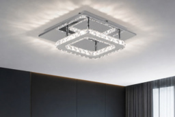 Square Crystal Ceiling Light with Chrome Finish - thumbnail 3