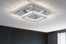 Square Crystal Ceiling Light with Chrome Finish - thumbnail 7