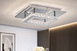 Square Crystal Ceiling Light with Chrome Finish - thumbnail 6