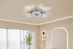 Square Crystal Ceiling Light with Chrome Finish - thumbnail 4