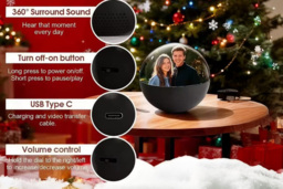 3D Magic Crystal Glass Ball Lamp with Custom Display - Built-in Speaker & 5 Colour Options - thumbnail 3