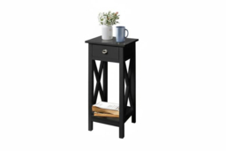 Wooden One Drawer Slim Console Table with Vintage X-Frame Sides - Black or White - thumbnail 6