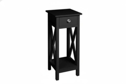 Wooden One Drawer Slim Console Table with Vintage X-Frame Sides - Black or White - thumbnail 7