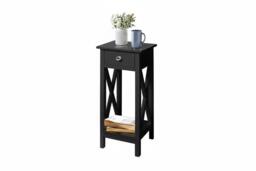 Wooden One Drawer Slim Console Table with Vintage X-Frame Sides - Black or White - thumbnail 2