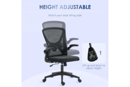 Ergonomic Black Mesh Office Chair - Adjustable Height, Flip-Up Arms, Lumbar Support, Swivel Wheels - thumbnail 8