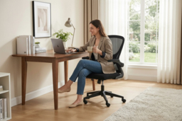 Ergonomic Black Mesh Office Chair - Adjustable Height, Flip-Up Arms, Lumbar Support, Swivel Wheels - thumbnail 6