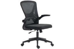 Ergonomic Black Mesh Office Chair - Adjustable Height, Flip-Up Arms, Lumbar Support, Swivel Wheels - thumbnail 5