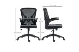Ergonomic Black Mesh Office Chair - Adjustable Height, Flip-Up Arms, Lumbar Support, Swivel Wheels - thumbnail 3